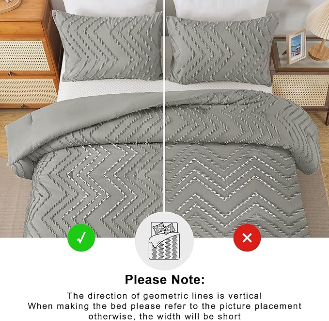 Andency Medium Grey California King Comforter Set, Boho Cal King Soft Warm - Image 5