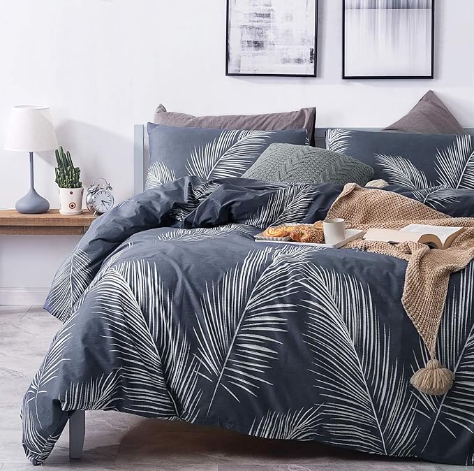 SUSYBAO Plant Patterned Duvet Cover Queen 100% Cotton 3 Pieces Set 1 Hawaiian - Image 2