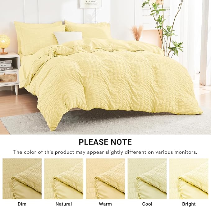 HYMOKEGE Yellow Twin XL Comforter Set Seersucker 5 Pieces, All Season Luxury - Image 5