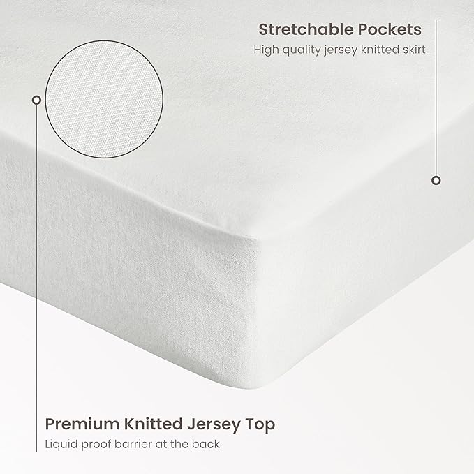Bioweaves Organic Cotton Jersey Waterproof Mattress Protector Cal King |52" x - Image 3