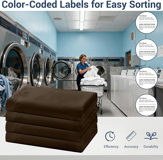 Bulk Twin Flat Sheets Only, 6 Pack Quick Sort Top Bed Sheet, Color-Coded Label - Image 4