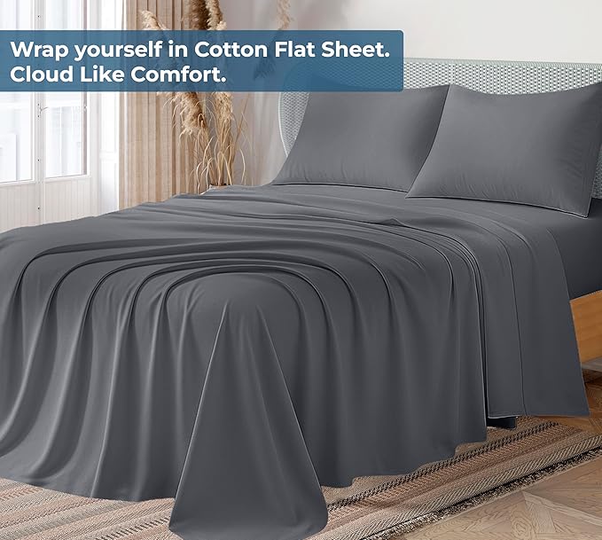 Royale Linens 100% Organic Cotton Full Flat Sheet Only - Image 2