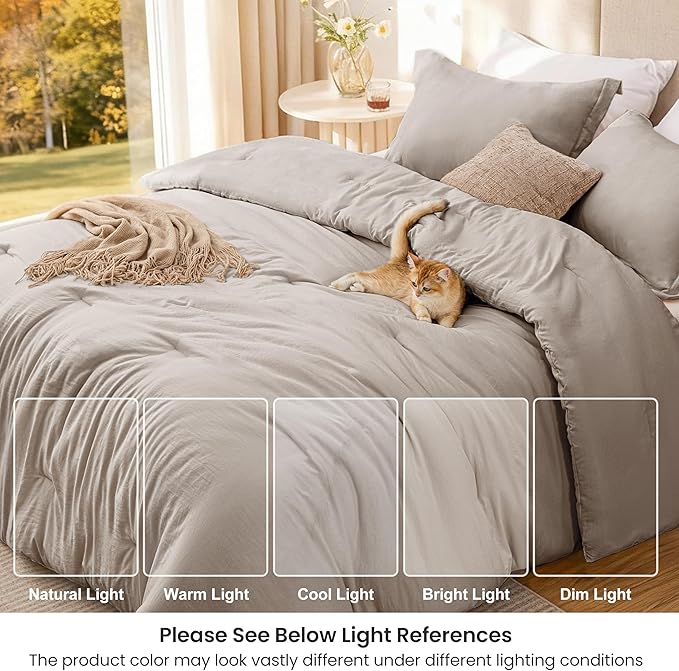 Love's cabin Burlwood Queen Comforter Set, 3-Piece Prewashed Bed Set - Image 6