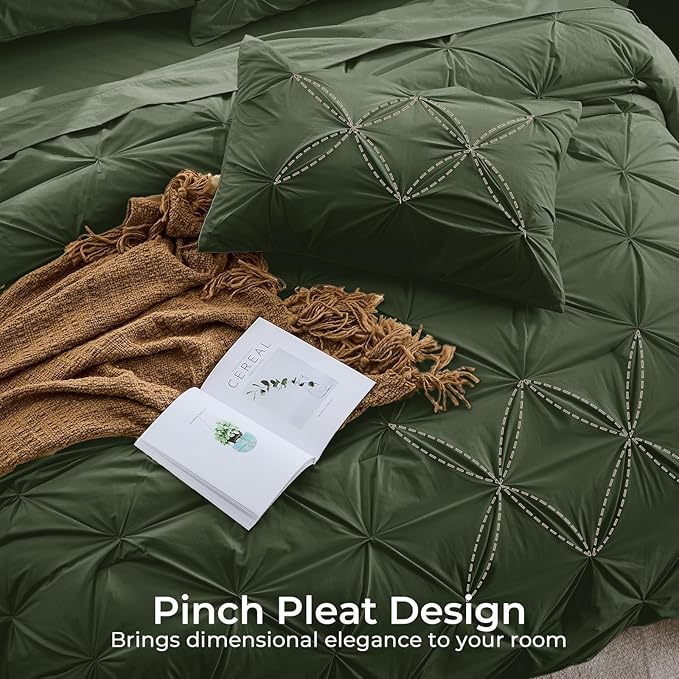 Sasttie Queen Comforter Set, 7-Piece Bed in a Bag, Pintuck Bedding Set - Image 4