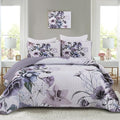 Floral Quilt Set Twin 2 Pieces Boho Purple Floral Quilt Coverlet Set Soft by DRUCON
