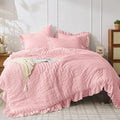 JOLLYVOGUE Pink Comforter Full Size, 3 Pieces Seersucker Lightweight Full Size by JOLLYVOGUE
