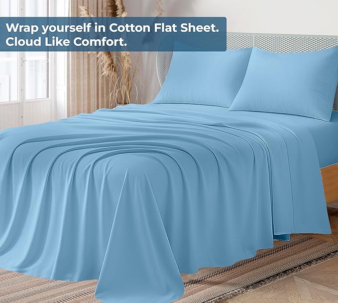 Royale Linens 100% Organic Cotton King Flat Sheet Only - Image 2