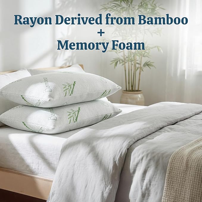OMEO 2 Pack Queen Size Rayon Derived from Bamboo Pillow - Image 5