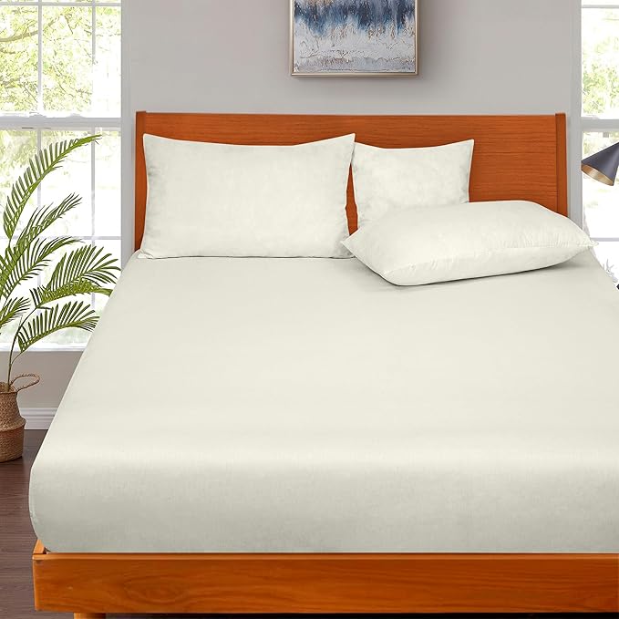 ROYALE LINENS 300 Thread Count 100% Long Staple Combed Cotton Fitted Sheet Queen - Image 5