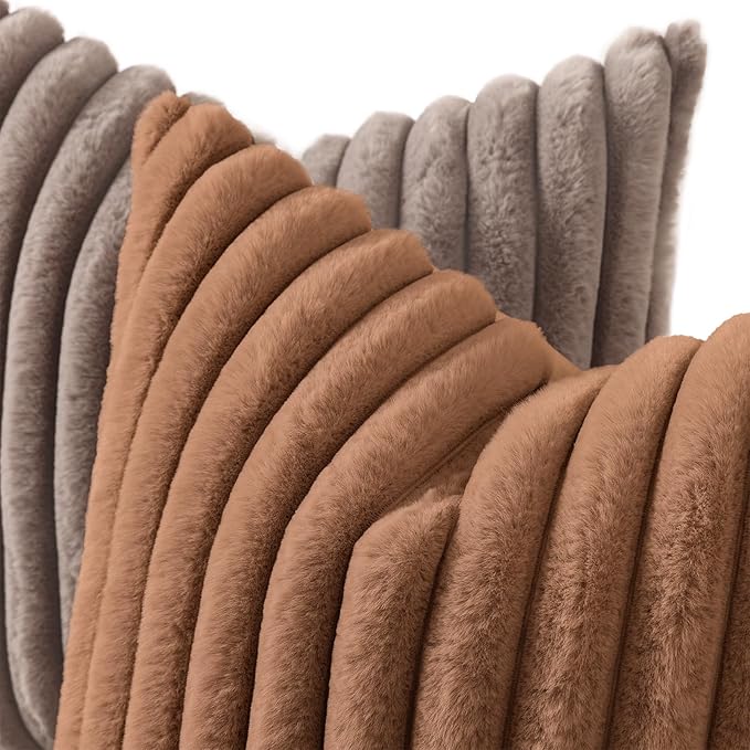 decorUhome Cozy Faux Fur Throw Pillow Covers 12x20 Set of 2 Decorative Soft - Image 2