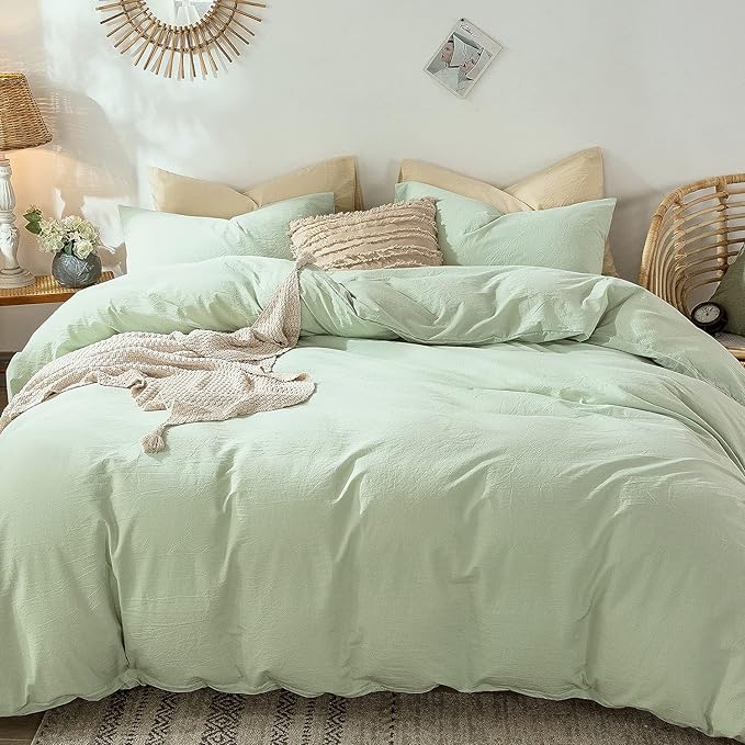 MooMee Bedding Duvet Cover Set 100% Washed Cotton Linen Like Textured - Image 3