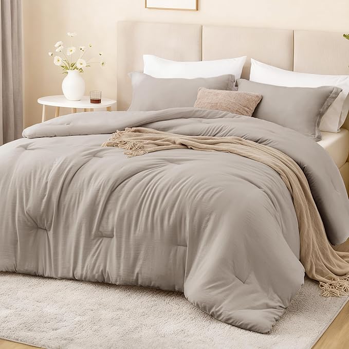 Love's cabin Burlwood Full Comforter Set, 3-Piece Prewashed Bed Set by Lovescabin