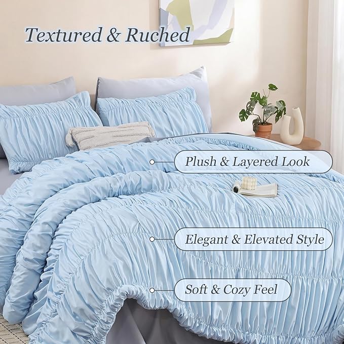 weigelia Cinched Comforter Set Full – Soft Ruched Bedding Set, Apartment & Dorm - Image 2
