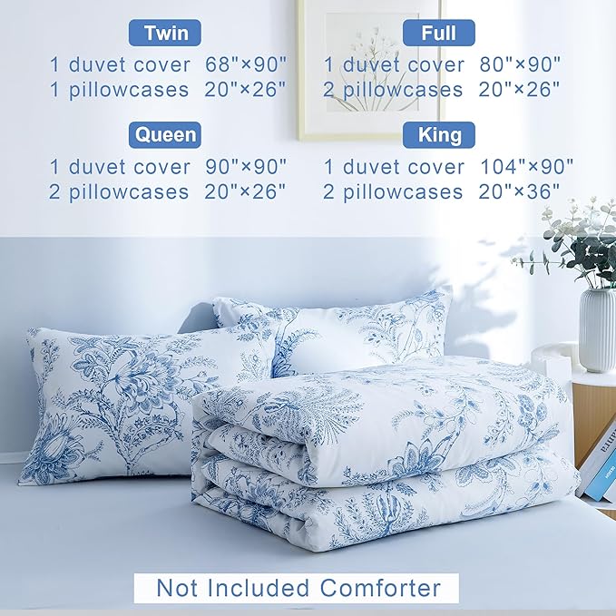 BOLINLIVING Floral Duvet Cover King Size 3 Pieces, Flower Duvet Cover - Image 7