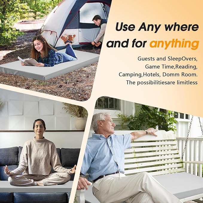 CYMULA Camping Cot Mattress 2in Memory Foam Sleeping Pad, Soft Warm Non-Slip - Image 7