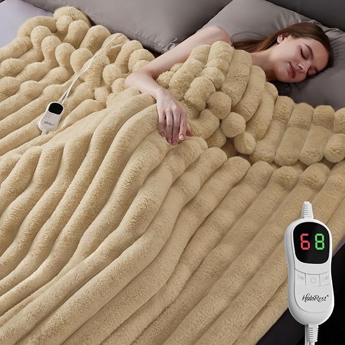 Heated Blanket Full Size, Faux Fur Cozy Heating Blanket - Image 6