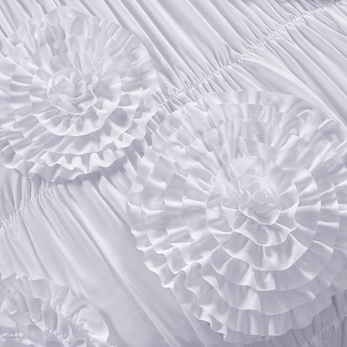 Lush Décor Serena 3 Piece Ruched Flower Comforter Set - Image 3