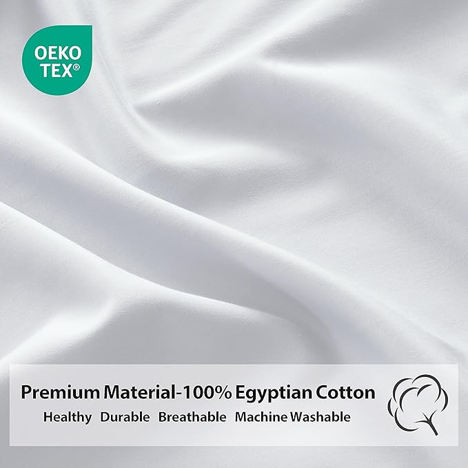 Queen Size Fitted Sheet Only White, 100% Egyptian Cotton 600 Thread Count - Image 3