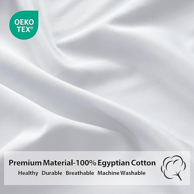 Twin XL Size Fitted Sheet Only White, 100% Egyptian Cotton 600 Thread Count - Image 4