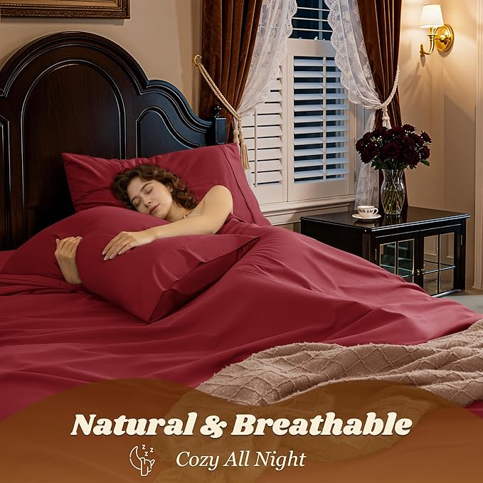 LBRO2M 1000 Thread Count 100% Egyptian Cotton Sheets Set Full Size, 4 Piece - Image 5