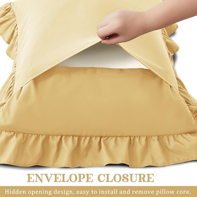 KKJIAF Ruffle Pillow Cases Standard Size Set of 2, Ruffled Pillow Covers - Image 5