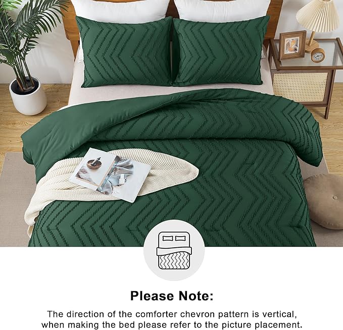 Andency Emerald Green Oversized Super King Comforter Set 120x120, Extra Large - Image 5