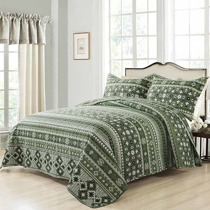 BEDIFANY California King Quilt, Reversible Lightweight Bedspread, Boho Bed - Image 2