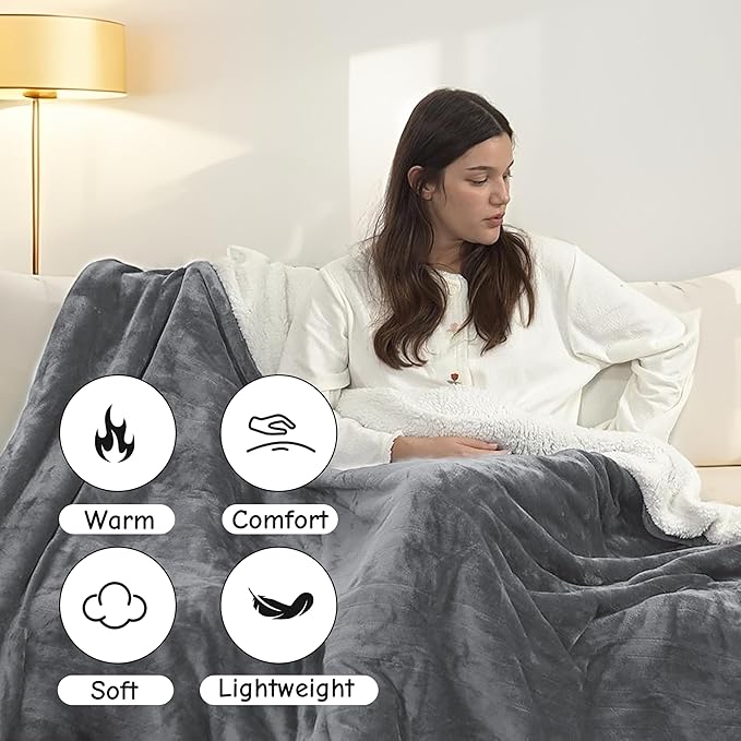 Electric Blanket Full Size 72"x84", Ultra-Soft Flannel Sherpa - Image 3