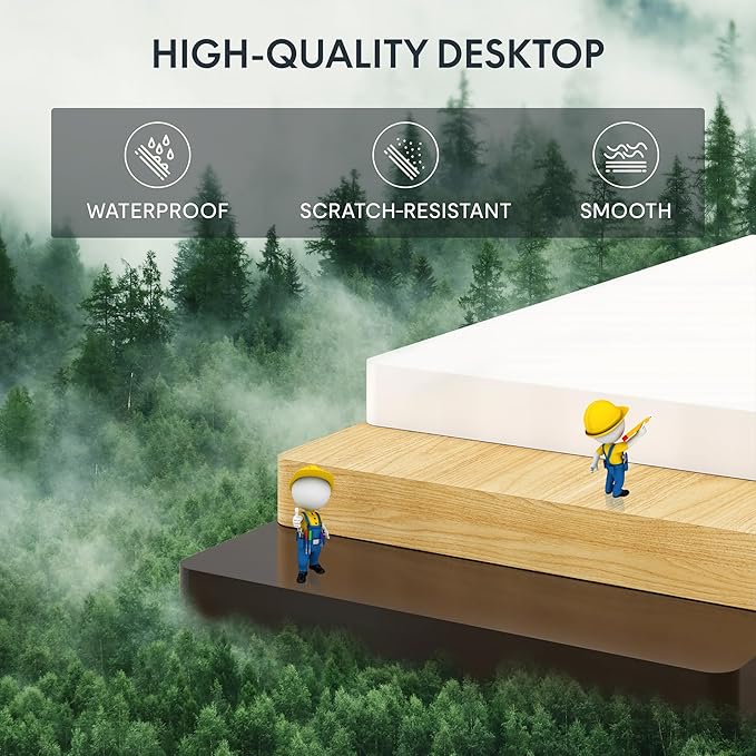 FLEXISPOT Standing Desk Electric Height Adjustable Desk with 40 x 24 Inch Splice Board, Home Office Computer Workstation, White Top + White Frame-DeskoryOffice