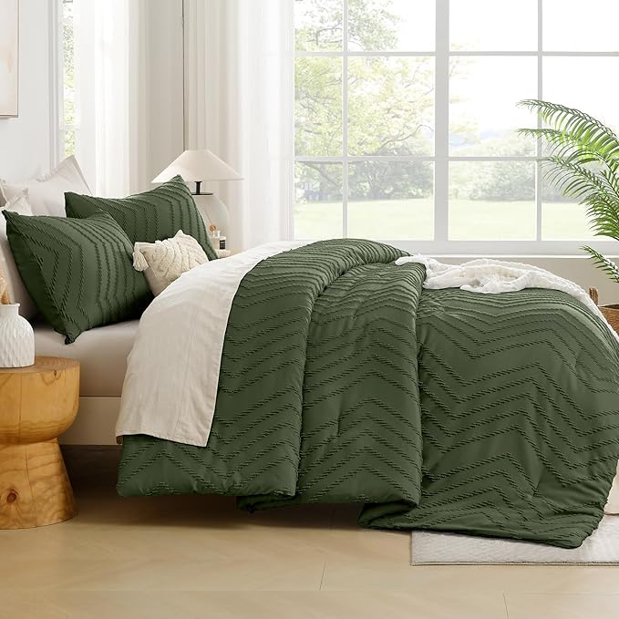 Andency Olive Green Comforter Set Full, Boho Soft Fluffy Warm Lightweight - Image 7