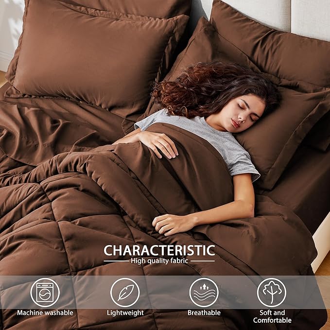 Love's cabin California King Comforter Set Brown, 7 Pieces California King Bed - Image 3