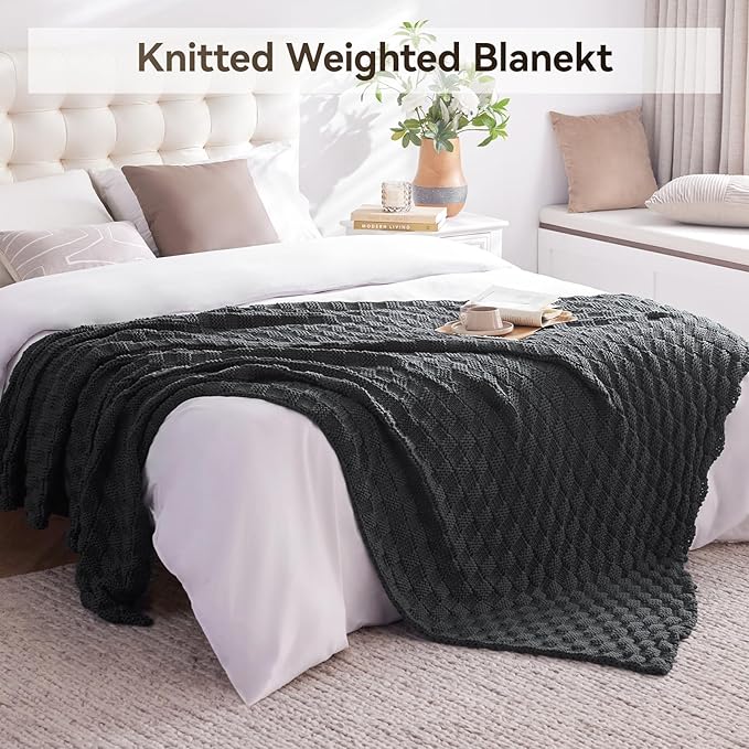 Knitted Weighted Blanket Kids, No Beads Heavy Blanket 36” x 48'' 5lbs, - Image 7