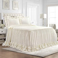 Lush Decor Ella Ruffle Lace Bedspread, 3 Piece Set, King, Ivory - Cute Bed Set - King Bedding - White Bedding - Coquette Decor - Neutral Ruffle Trim - White Lace Trim