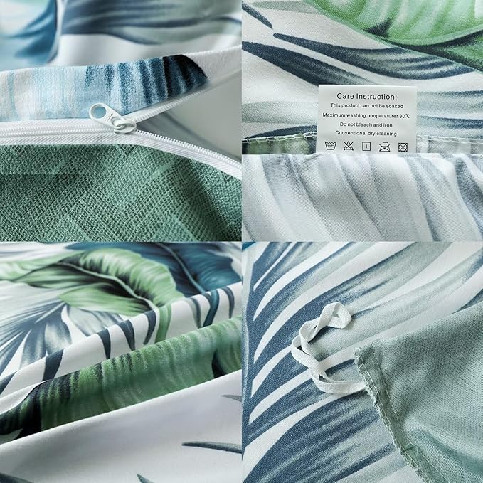 OAITE Duvet Cover Twin Size, Reversible Summer Leaf Green Duvet Cover Set - Image 5