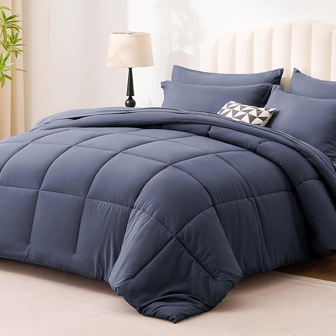 Love's cabin California King Comforter Set Indigo Blue, 7 Pieces California - Image 2