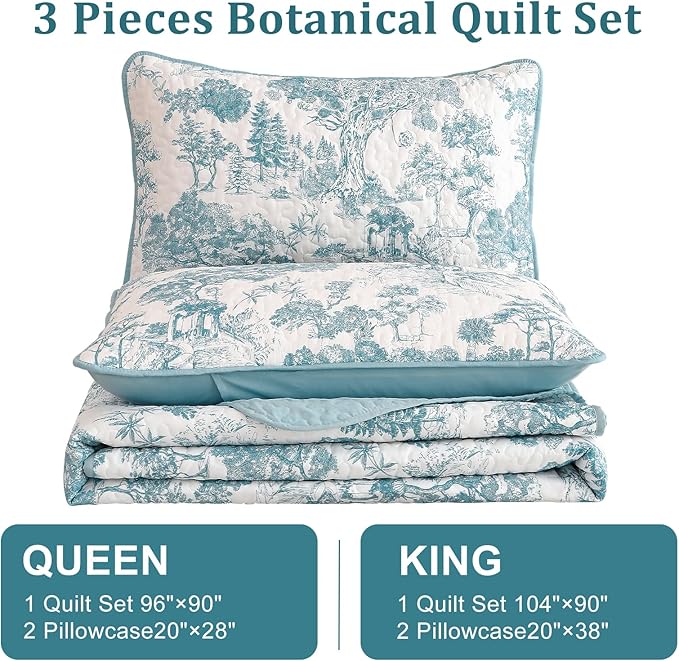 WONGS BEDDING Botanical Quilt Set King Size - Image 7