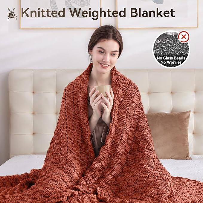 Knitted Weighted Blanket Adult, No Beads Heavy Blanket 70” x 90'' 20lbs - Image 5