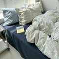 MKXI Full Duvet Cover Set Blue White Floral Print by MKXI