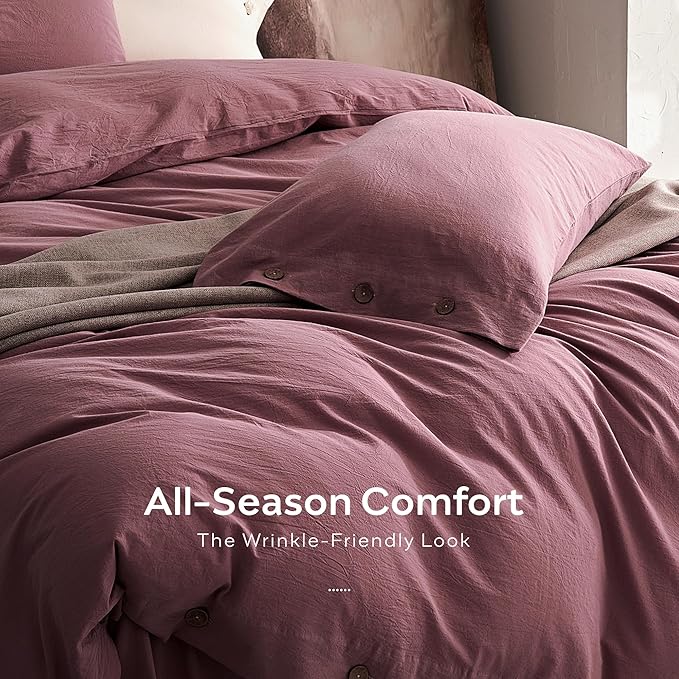 JELLYMONI 100% Washed Cotton Duvet Cover Full – Soft, Breathable Linen-Look - Image 5