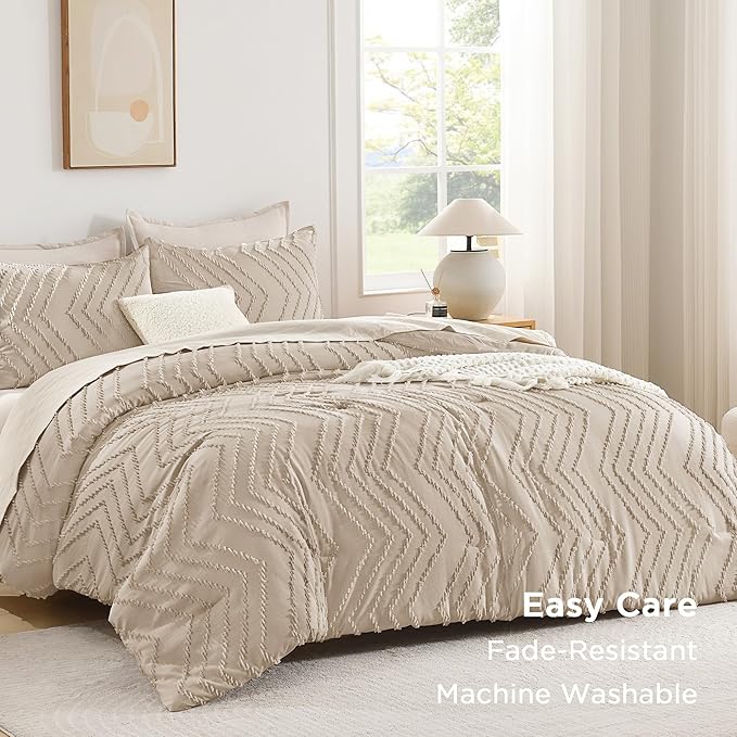 Andency Khaki Oversized Super King Plus Comforter Set 128x120, Extra Large King - Image 3