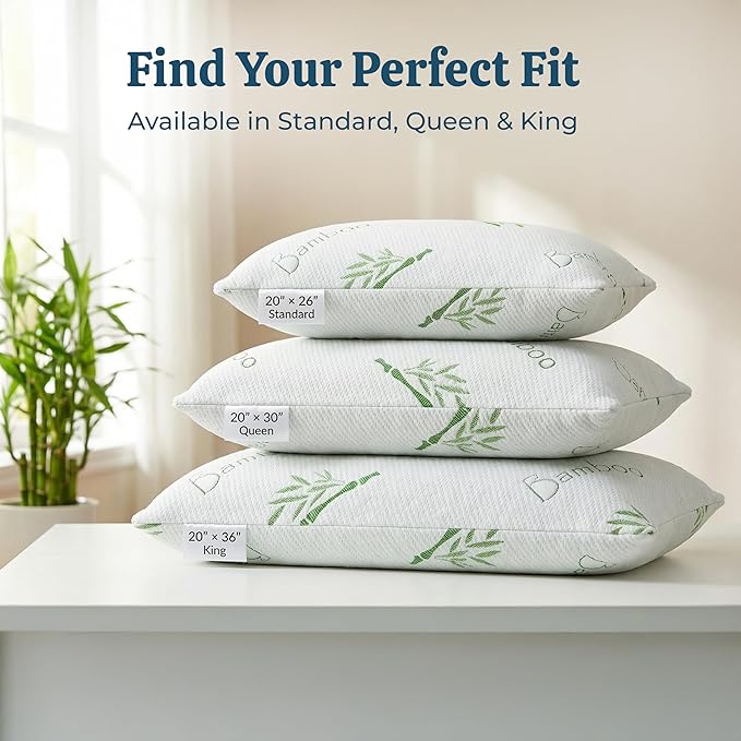 OMEO 2 Pack Queen Size Rayon Derived from Bamboo Pillow - Image 2
