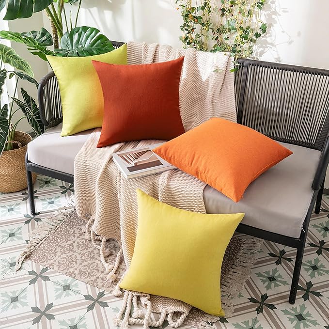 MIULEE Pack of 2 Decorative Outdoor Solid Waterproof Throw Pillow Covers Faux - Image 2