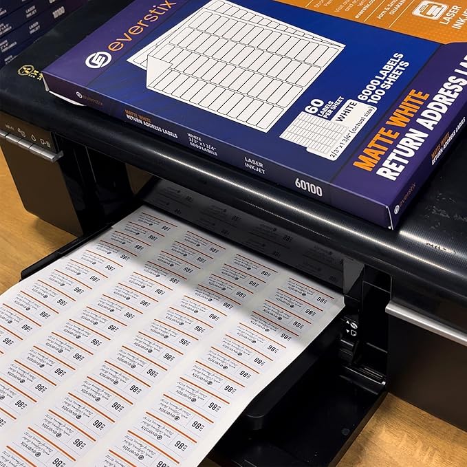 1" x 2-5/8", 25 Sheets, 750 Mailing Address Labels, White Sticker Labels for Laser & Inkjet Printers, Permanent Adhesive-DeskoryOffice