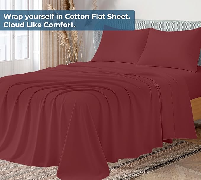 Royale Linen 100% Organic Cotton California King Flat Sheet Only - Image 2