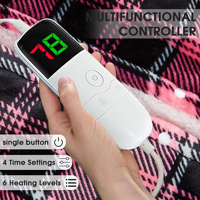 Pink Heated Blanket Electric Full Size, 72X84 Heating Blanket - Image 5