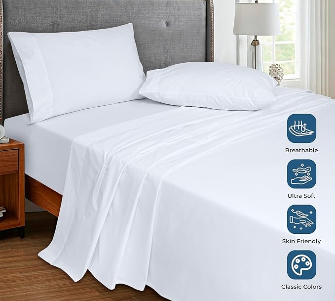 Royale Linen 100% Organic Cotton California King Flat Sheet Only - Image 4