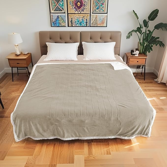 Electric Heated Blanket Queen Size 84"x90", Soft Flannel - Image 9