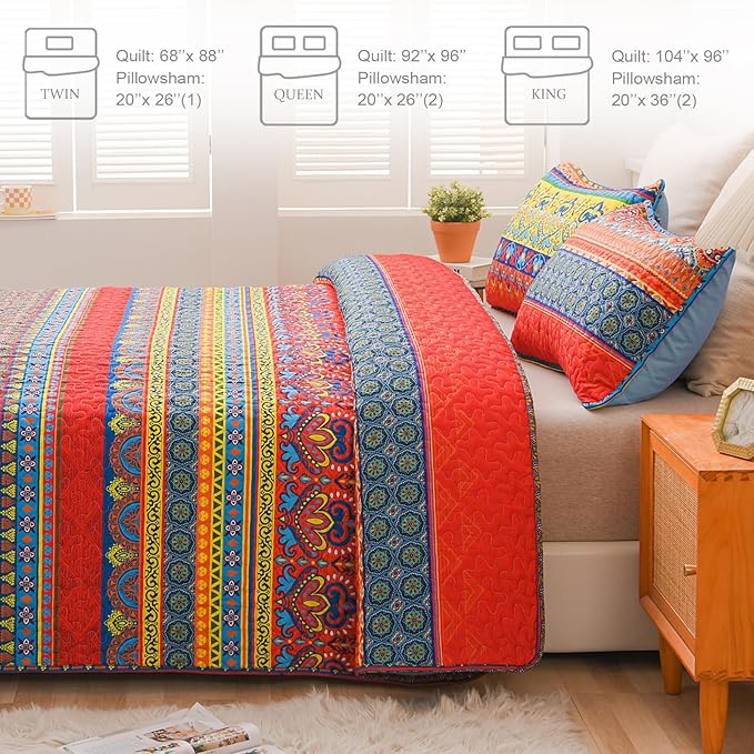 Exclusivo Mezcla Reversible Boho Quilts Queen Size - Image 6