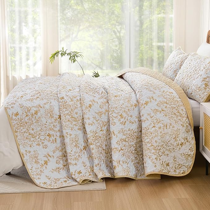 WONGS BEDDING Quilt King Size, Botanical Quilt - Image 3