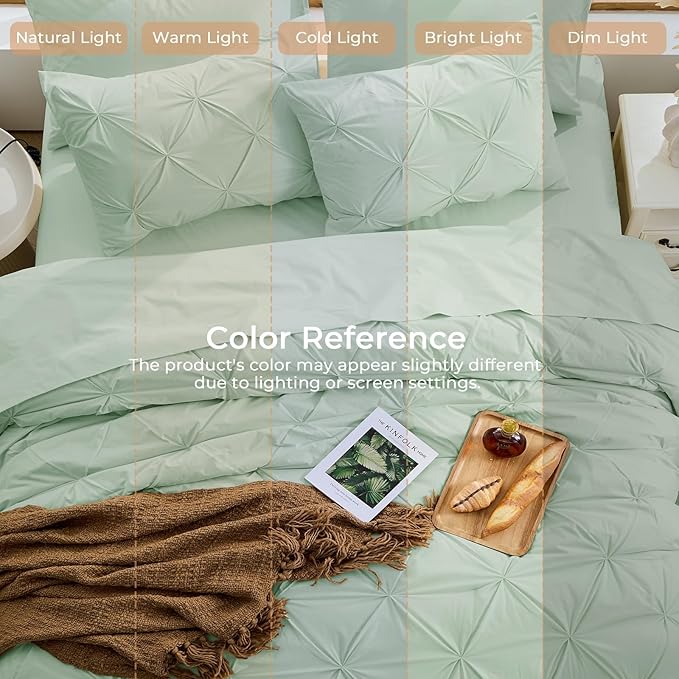 Sasttie California King Comforter Set, 7-Piece Bed in a Bag, Pintuck Bedding - Image 8